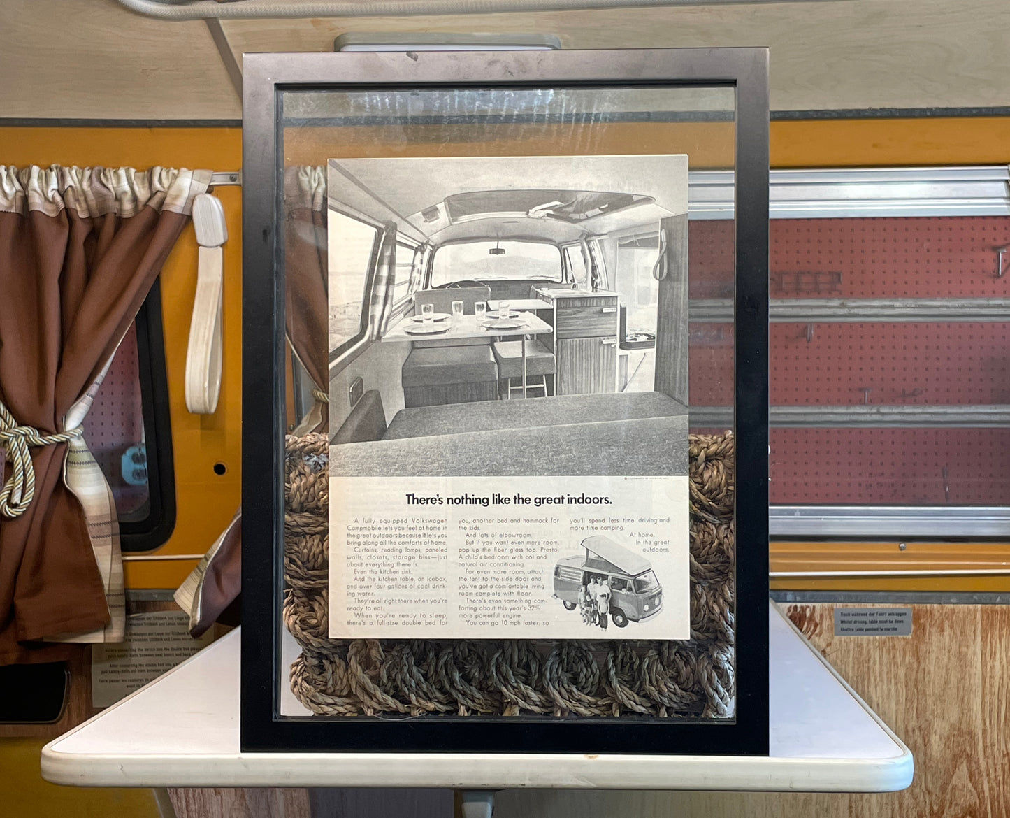 Vintage 1972 VW Volkswagen Campmobile Van Print Ad - Framed