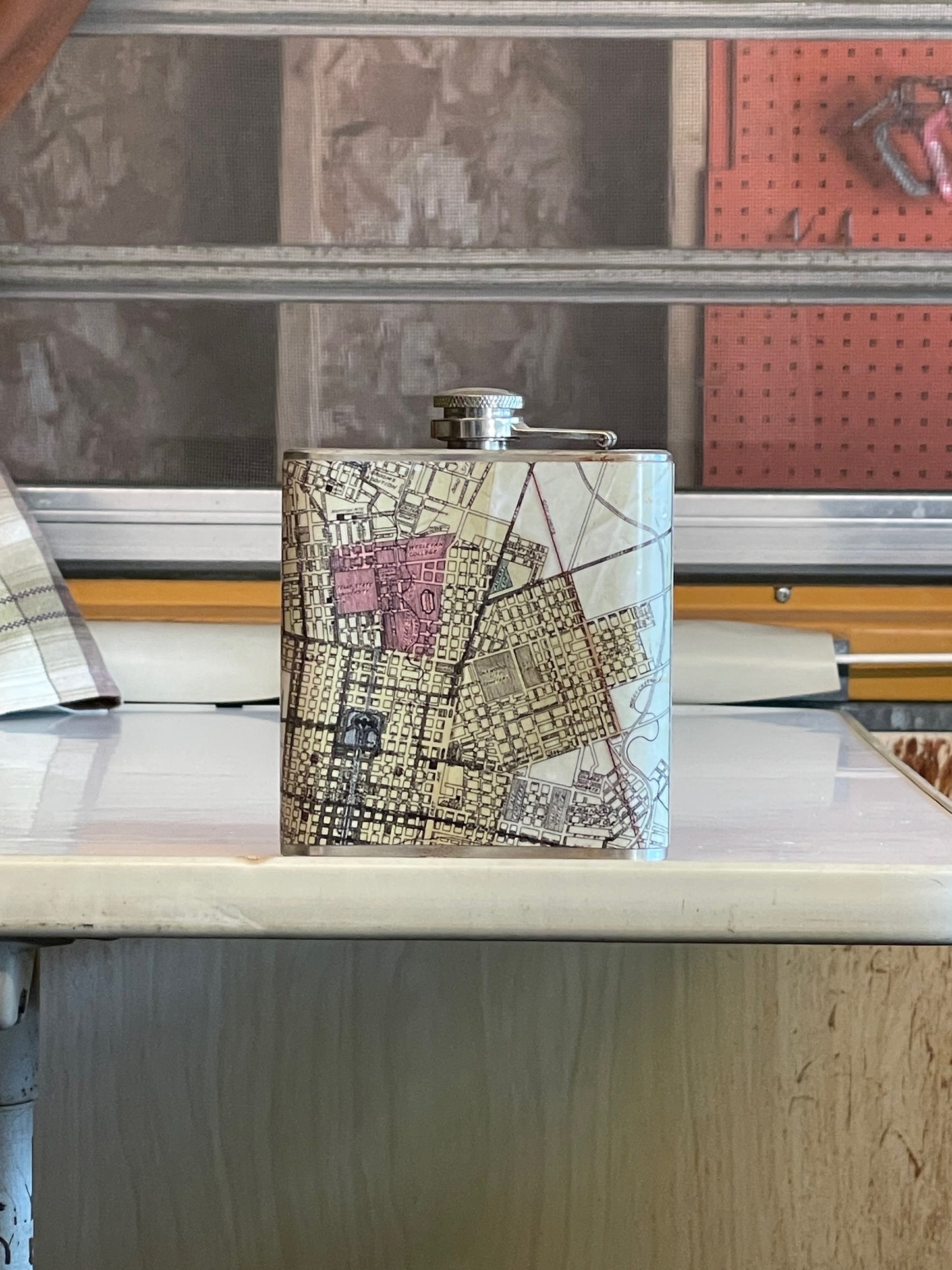 Flask with Vintage Map of Austin, TX