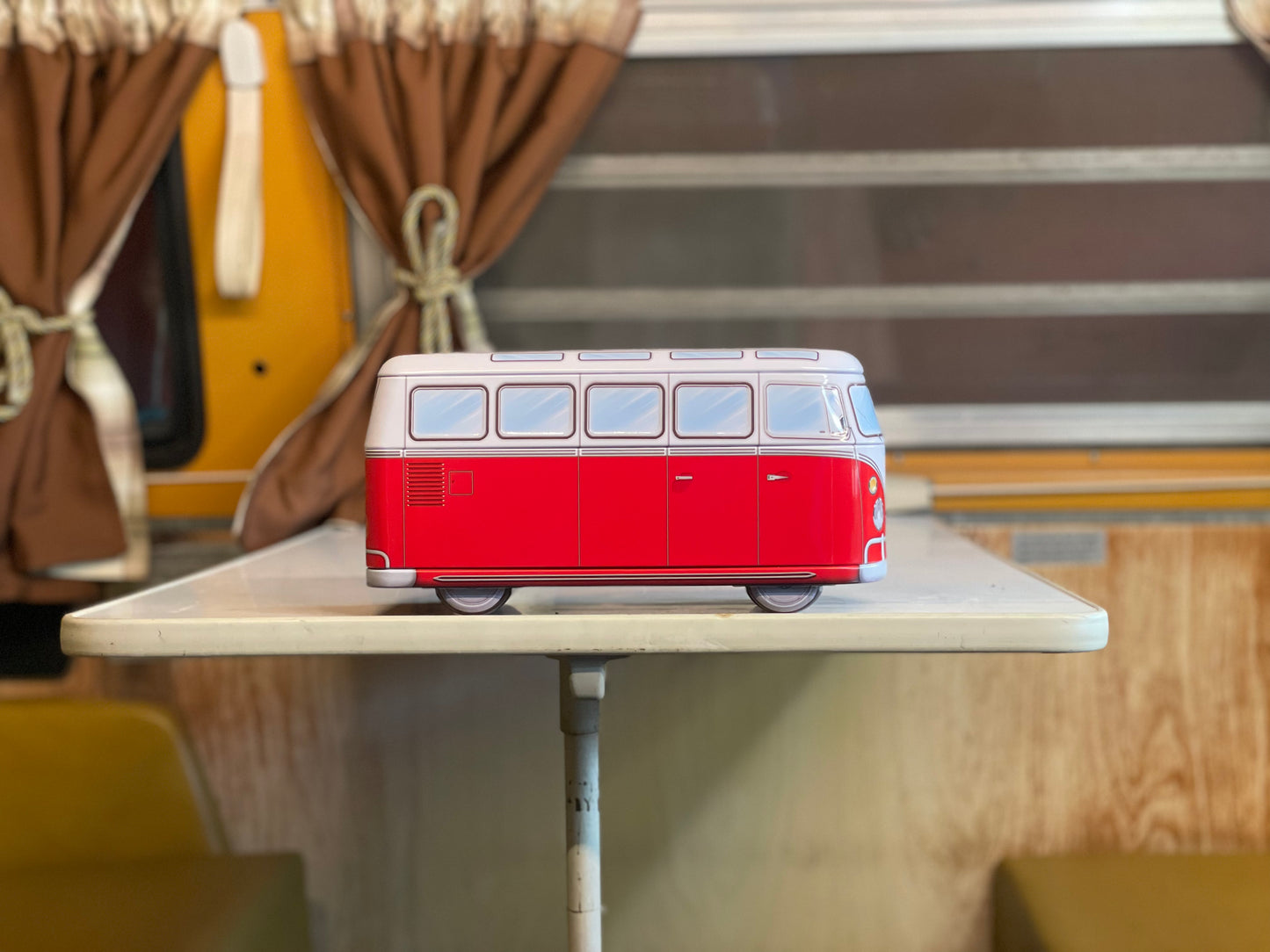 Red VW Bus Metal Storage Tin