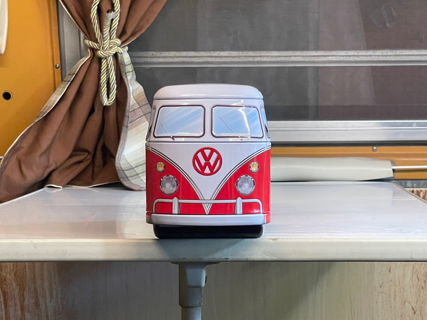 Red VW Bus Metal Storage Tin