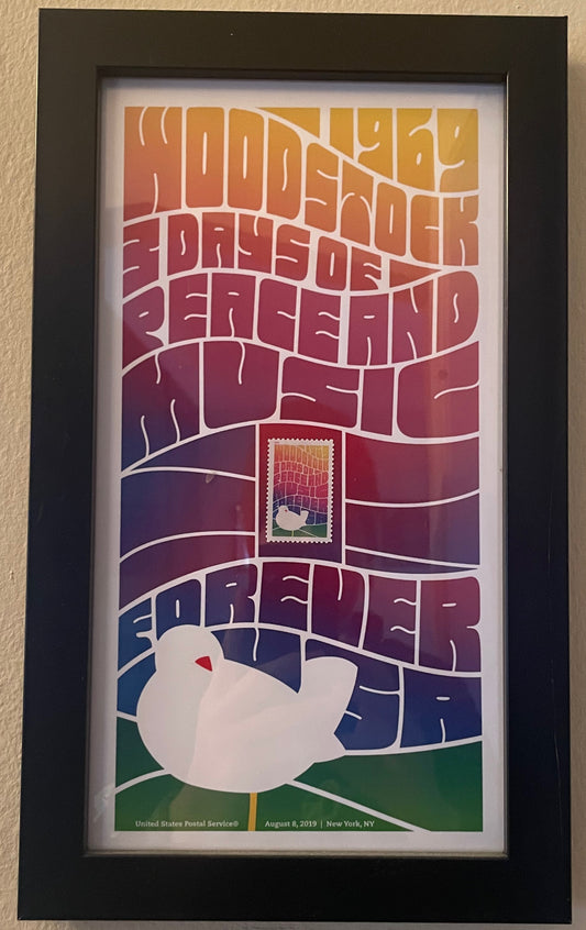 Framed 50th Anniversary Woodstock Postage Stamp Art Print - USPS (2019)